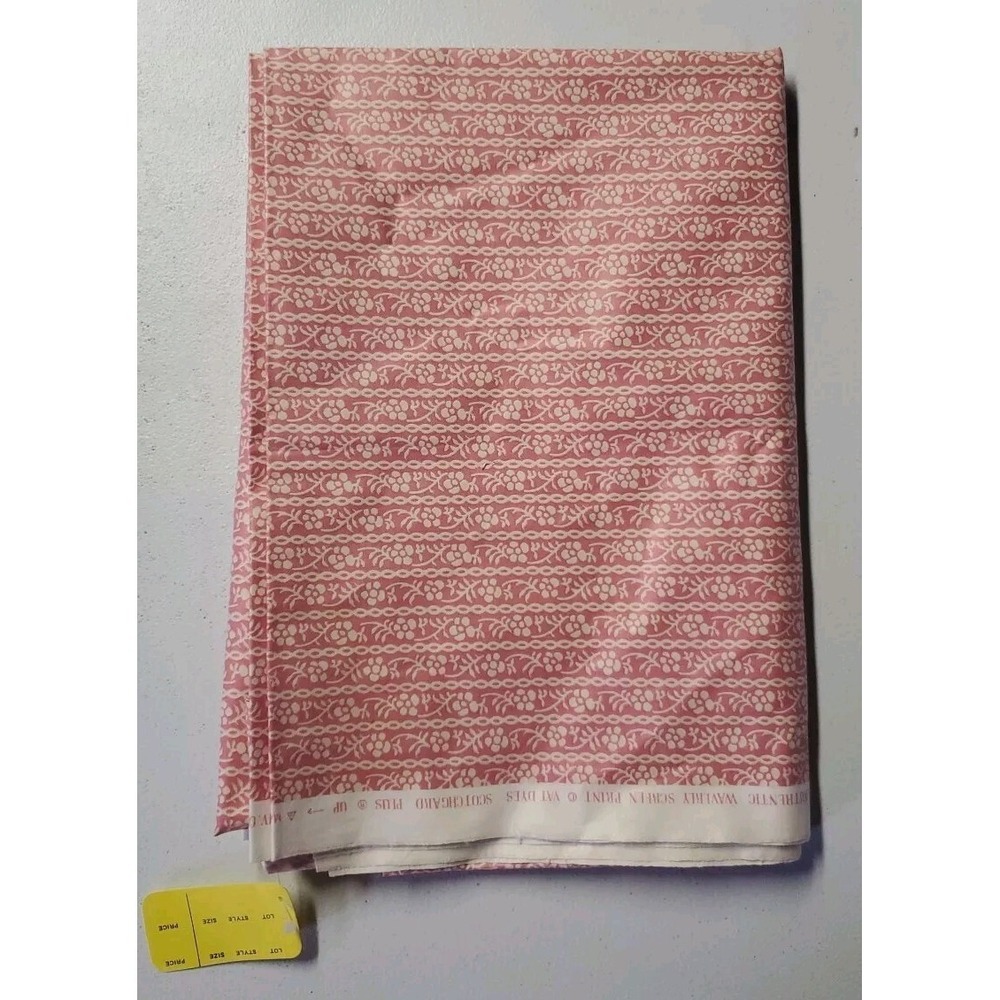 Vintage Waverly Fabric Royal Copenhagen Manufactory Floral Pink and‎ White
